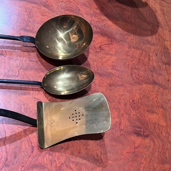 Set of 3 Copper and Iron Cooking Ladle, Spoon and Spatula Can Be Hung - Picture 7 of 9